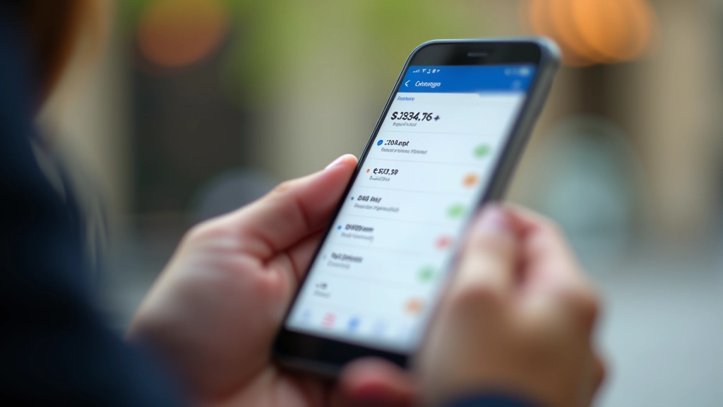Application bancaire mobile affichant solde et transactions récentes sur écran lumineux