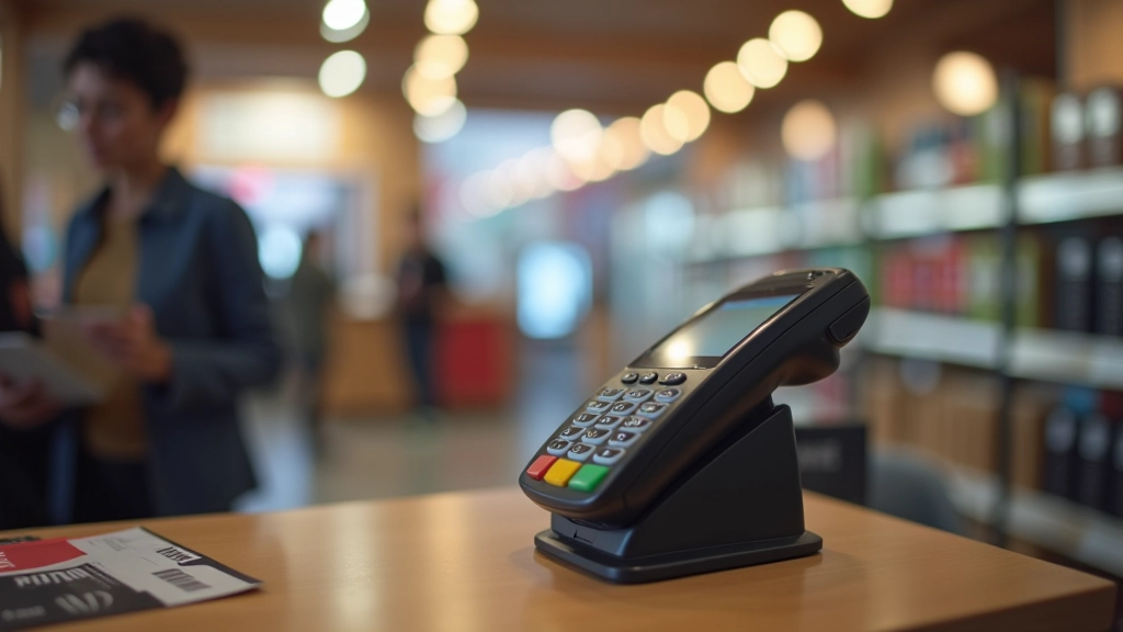 Terminal de paiement moderne avec technologie sans contact dans un commerce de Perpignan