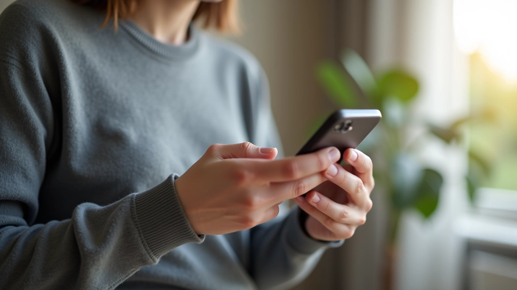Personne tenant un smartphone avec application bancaire mobile affichée, transaction en cours